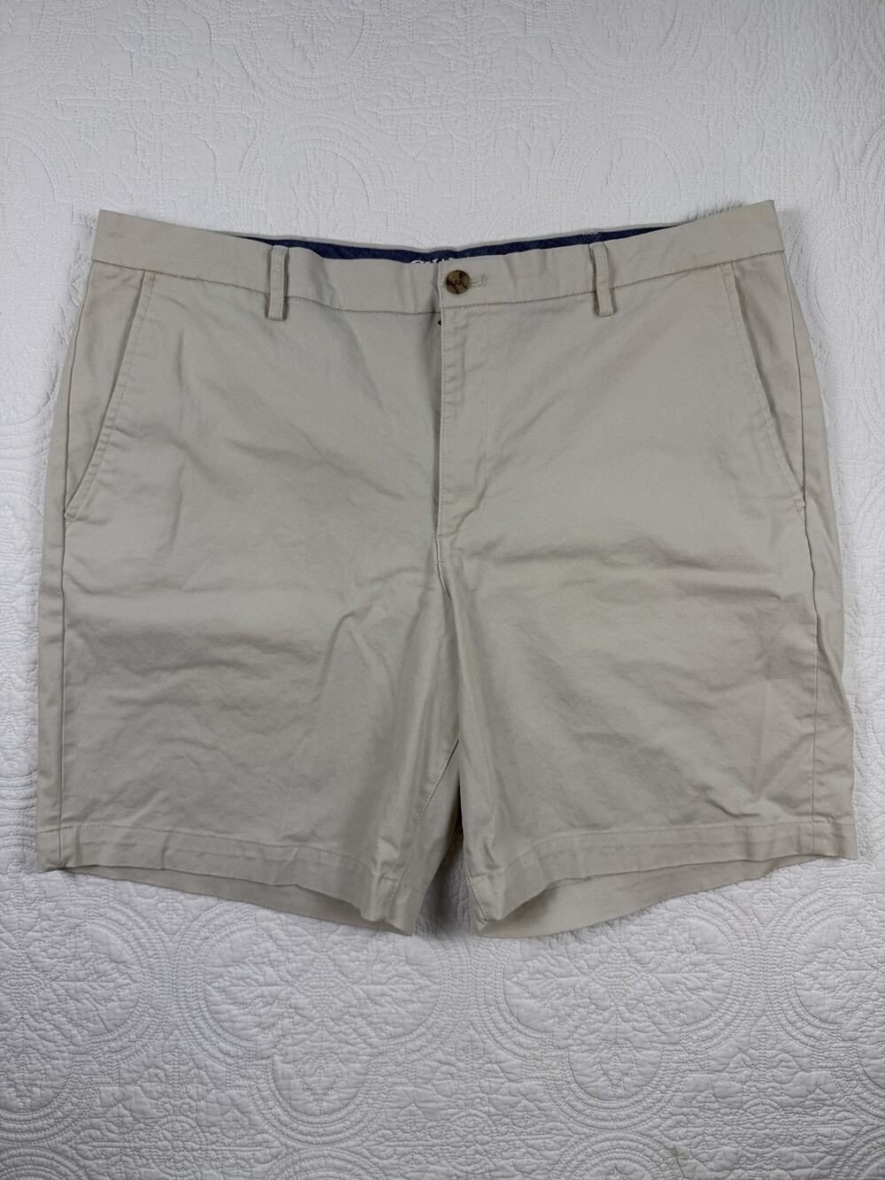Chaps Coastal Wash Mens Shorts Size 40 Khaki 9” Inseam Stretch Flat Front